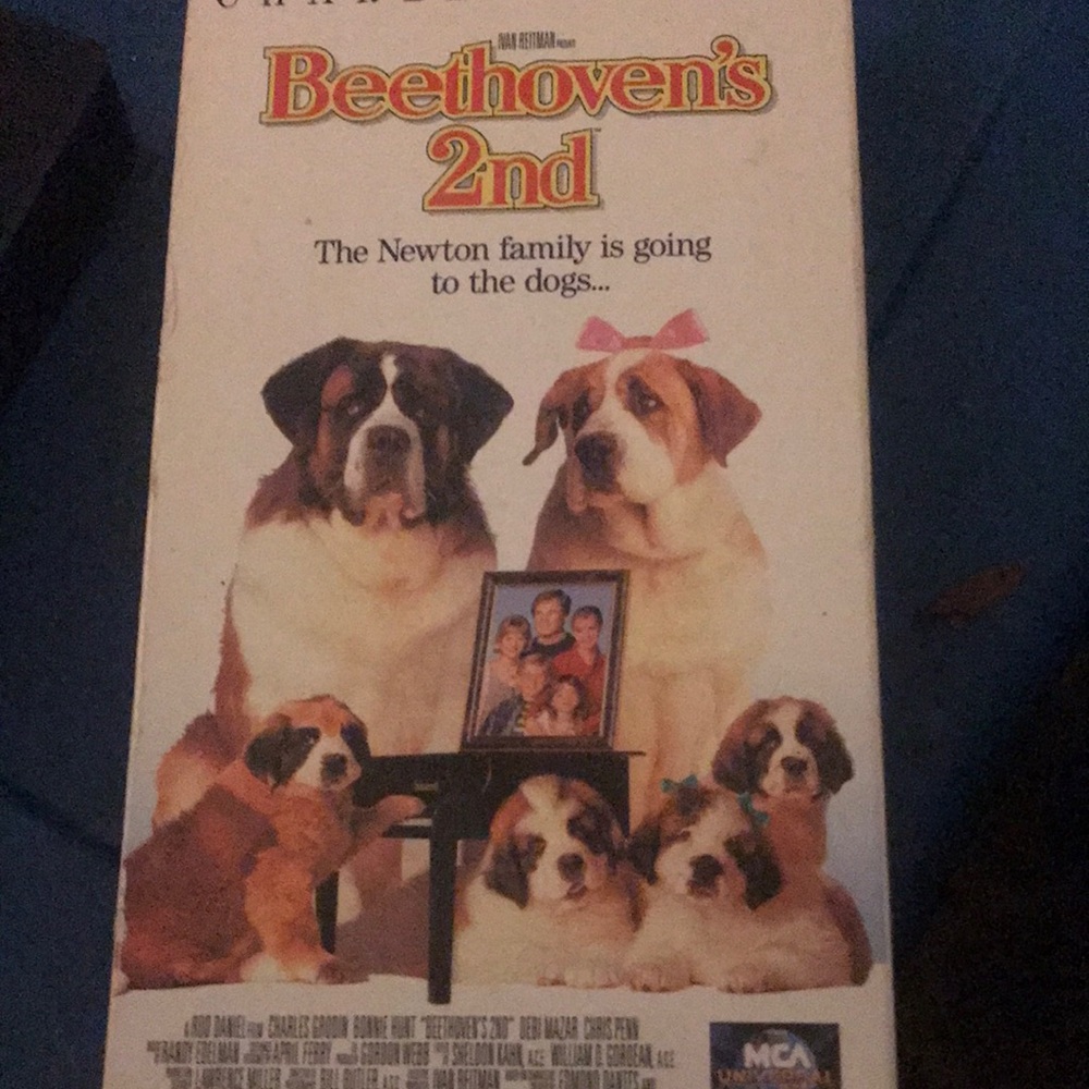 Beethoven's 2nd VHS Movie Cover - White Background with Brown St. Bernards